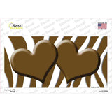 Brown White Zebra Brown Centered Hearts Novelty Sticker Decal
