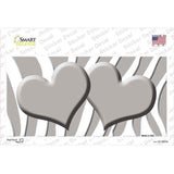 Grey White Zebra Blue Centered Hearts Novelty Sticker Decal