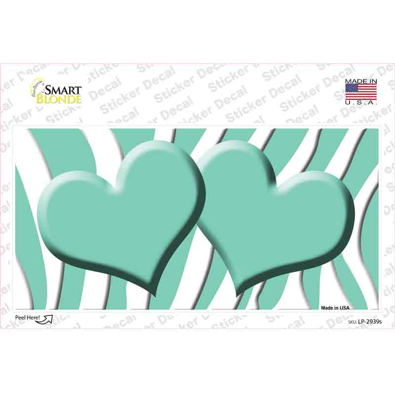 Mint White Zebra Mint Centered Hearts Novelty Sticker Decal