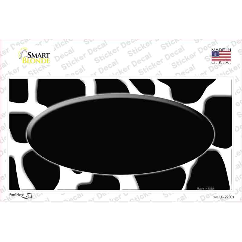 Black White Giraffe Black Center Oval Novelty Sticker Decal