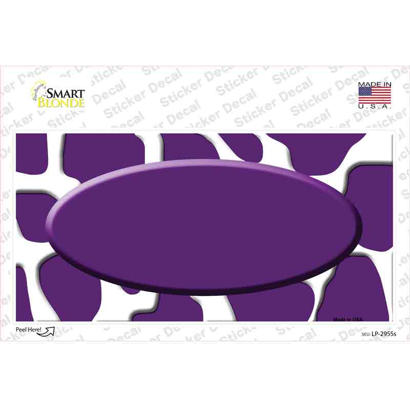 Purple White Giraffe Purple Center Oval Novelty Sticker Decal