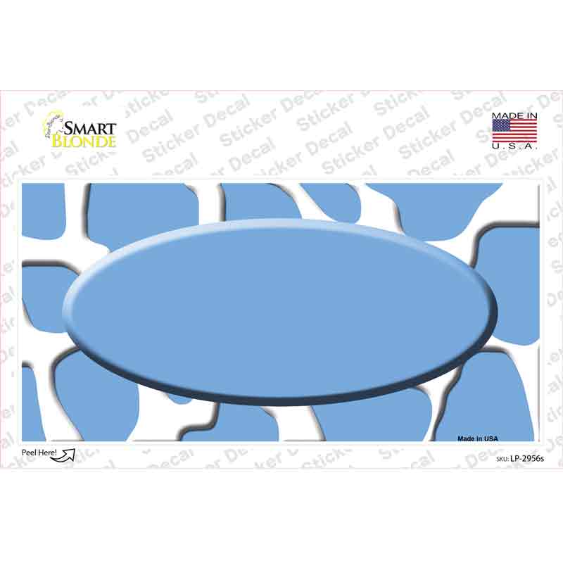 Light Blue White Giraffe Light Blue Center Oval Novelty Sticker Decal