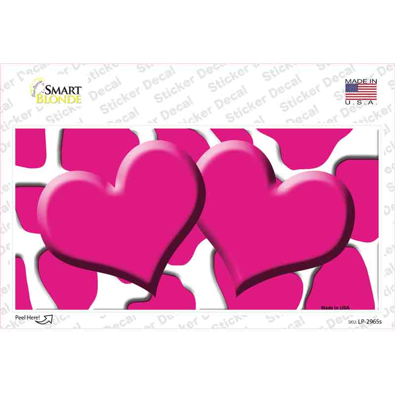 Pink White Giraffe Pink Centered Hearts Novelty Sticker Decal