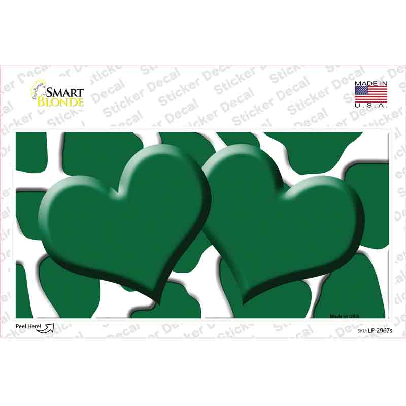 Green White Giraffe Green Centered Hearts Novelty Sticker Decal