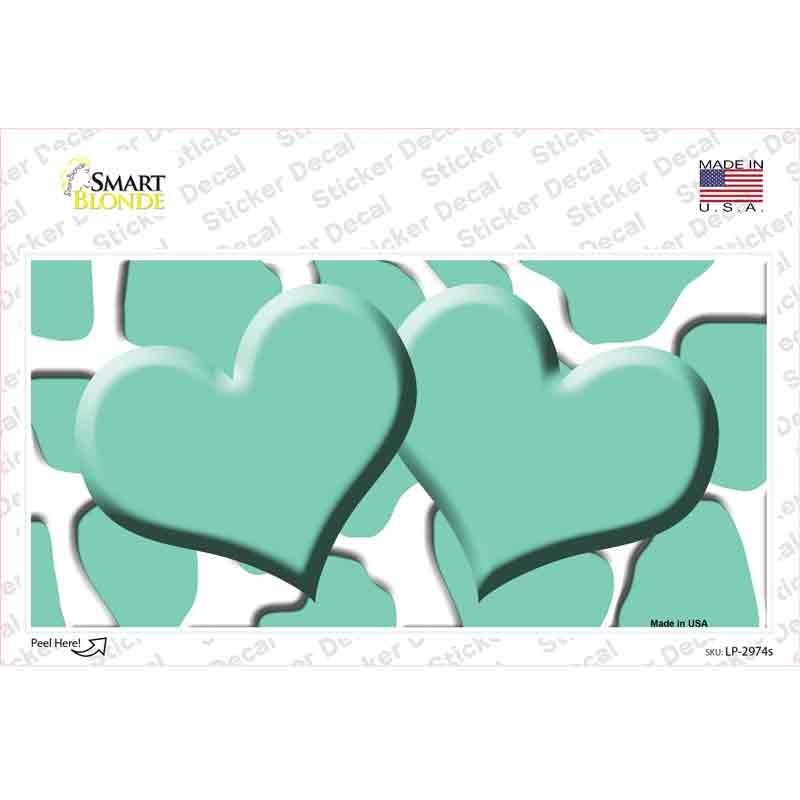 Mint White Giraffe Mint Centered Hearts Novelty Sticker Decal