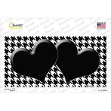 White Black Houndstooth Black Center Hearts Novelty Sticker Decal