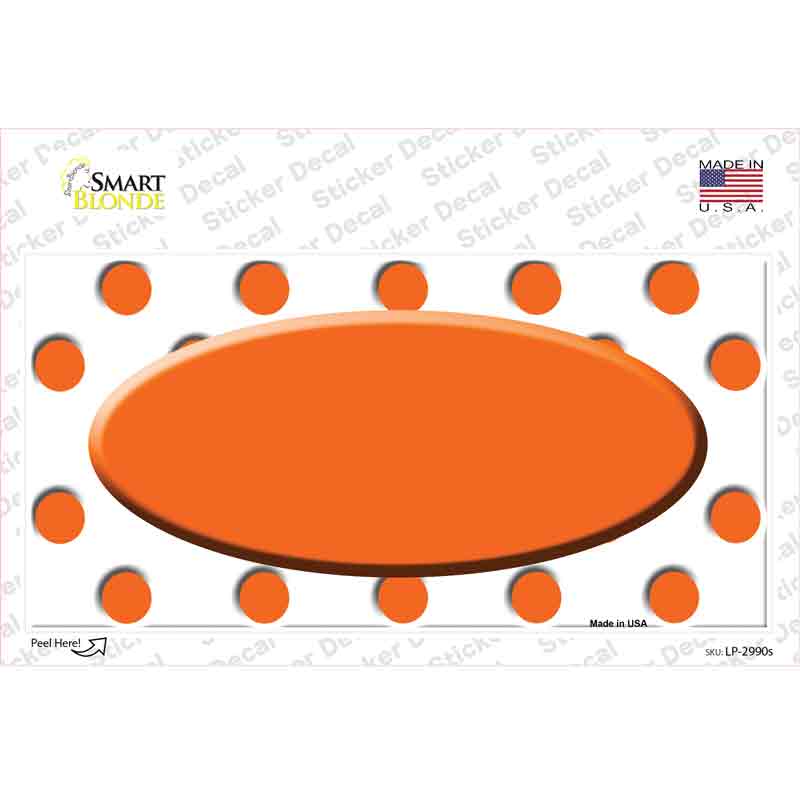 Orange White Polka Dot Orange Center Oval Novelty Sticker Decal