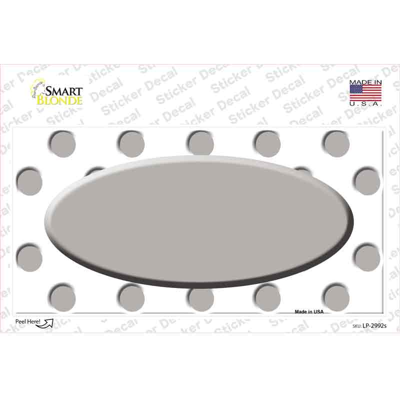 Grey White Polka Dot Grey Center Oval Novelty Sticker Decal