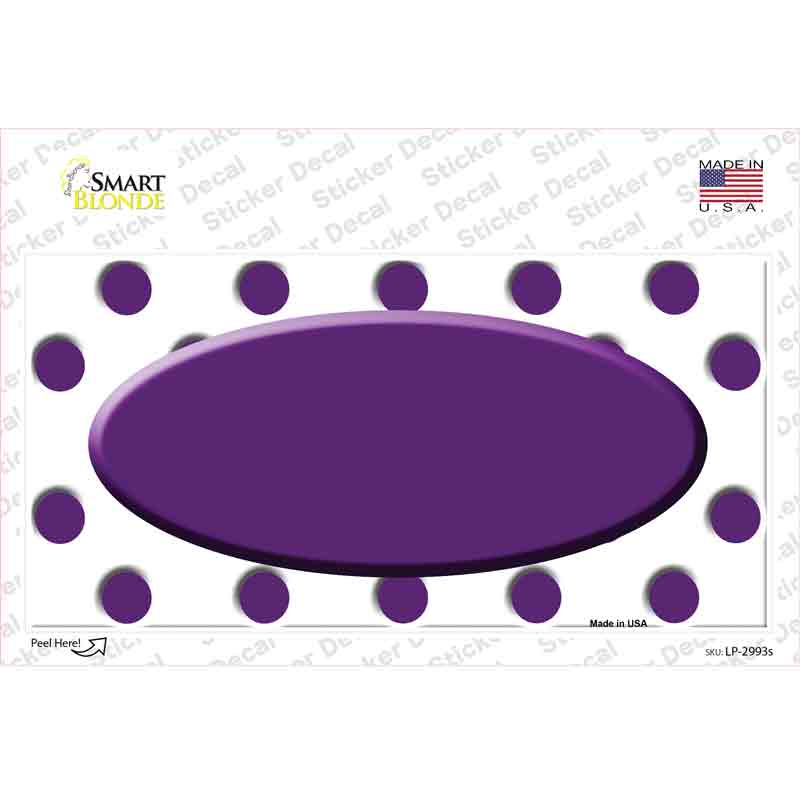 Purple White Polka Dot Purple Center Oval Novelty Sticker Decal