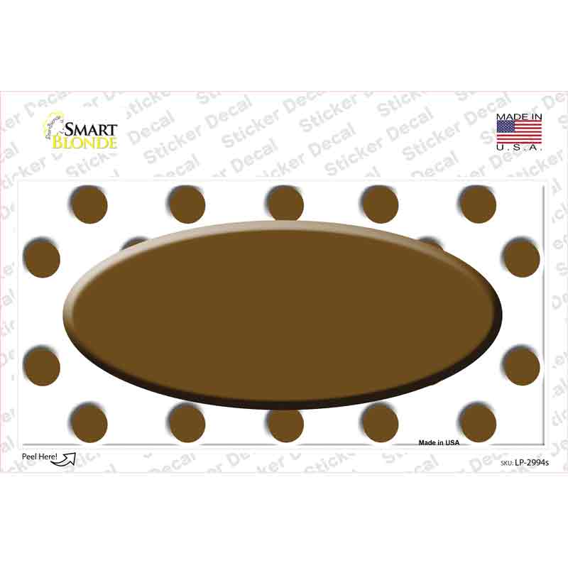 Brown White Polka Dot Brown Center Oval Novelty Sticker Decal