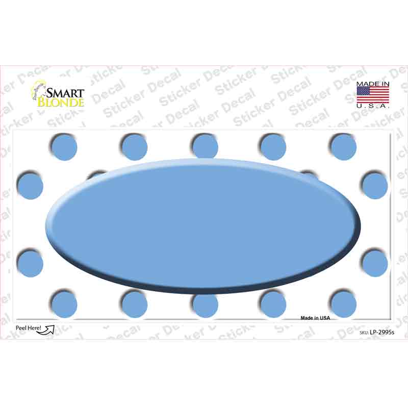 Light Blue White Polka Dot Light Blue Center Oval Novelty Sticker Decal