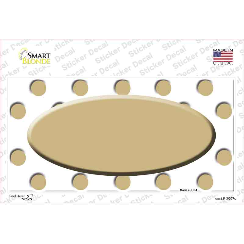 Gold White Polka Dot Gold Center Oval Novelty Sticker Decal