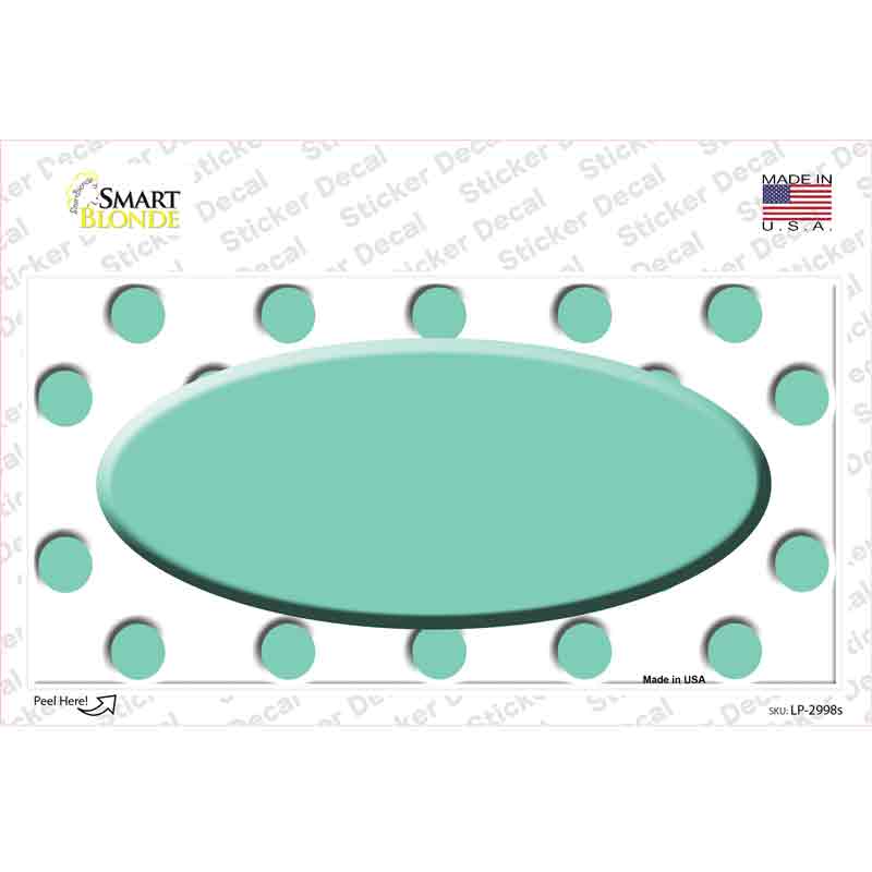 Mint White Polka Dot Teal Center Oval Novelty Sticker Decal
