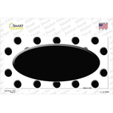 Black White Polka Dot Black Center Oval Novelty Sticker Decal