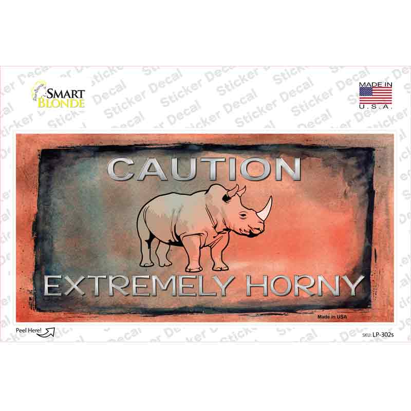 Caution Extremely Horny Novelty Sticker Decal