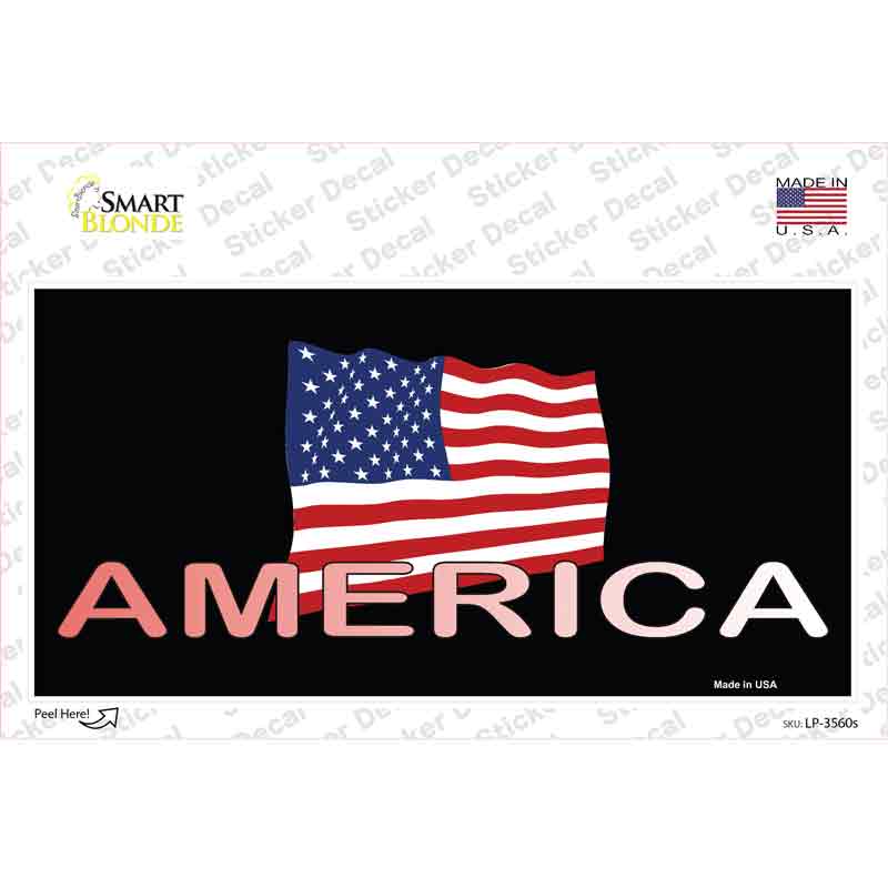 American Flag Black Novelty Sticker Decal