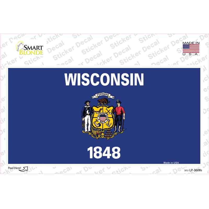 Wisconsin State Flag Novelty Sticker Decal