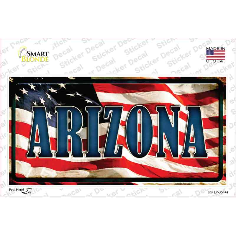 Arizona on American Flag Novelty Sticker Decal