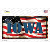 Iowa on American Flag Novelty Sticker Decal