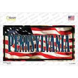 Pennsylvania on American Flag Novelty Sticker Decal