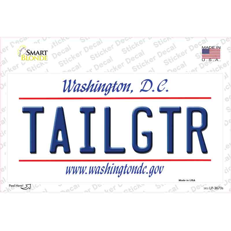 Tailgtr Washington DC Novelty Sticker Decal