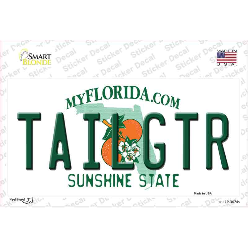 Tailgtr Florida Novelty Sticker Decal