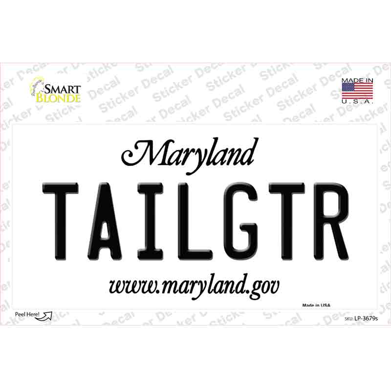Tailgtr Maryland Novelty Sticker Decal