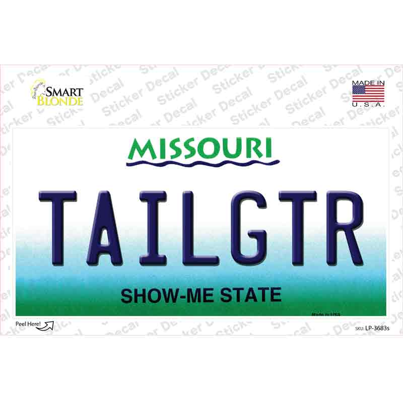 Tailgtr Missouri Novelty Sticker Decal