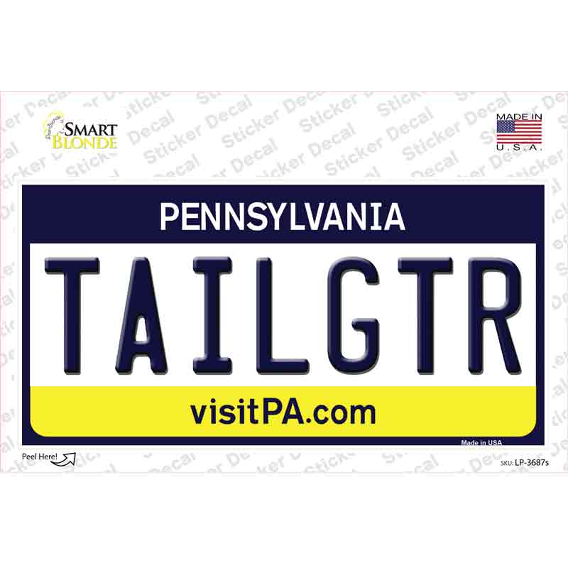 Tailgtr Pennsylvania Novelty Sticker Decal