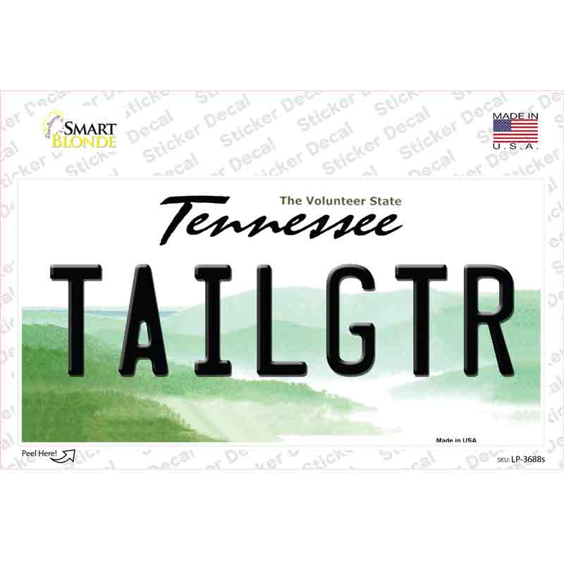 Tailgtr Tennessee Novelty Sticker Decal