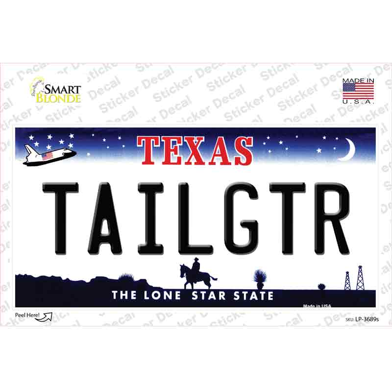 Tailgtr Texas Novelty Sticker Decal