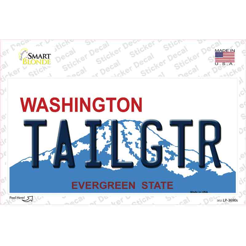 Tailgtr Washington Novelty Sticker Decal