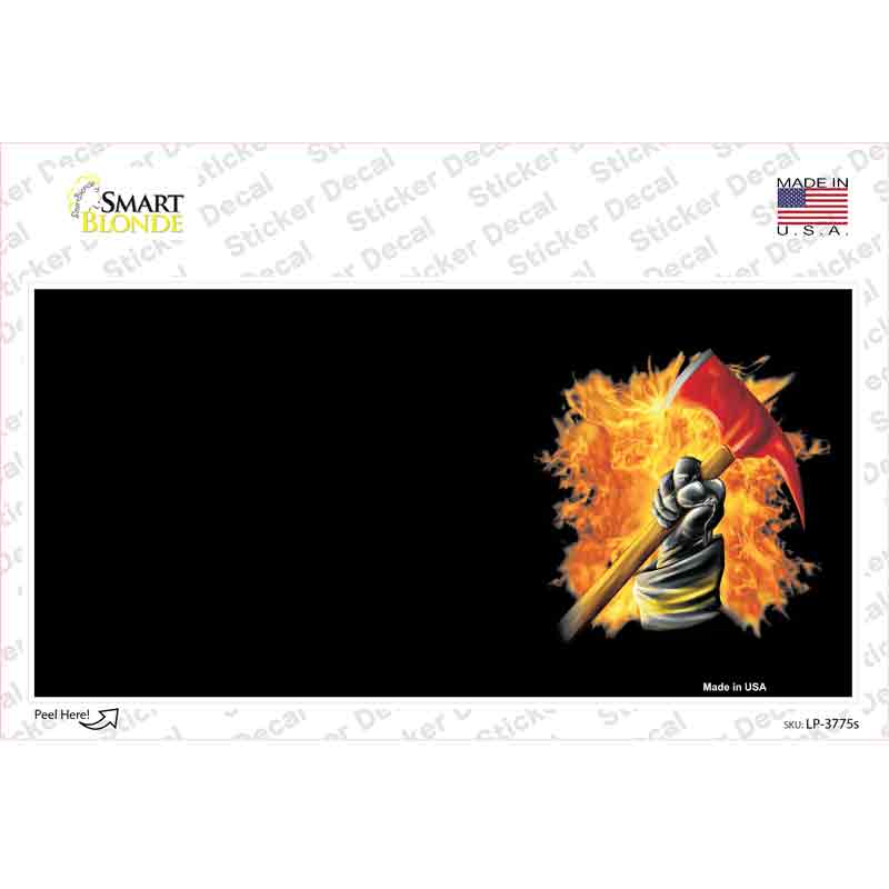 Firefighter Flaming Ax Offset Novelty Sticker Decal