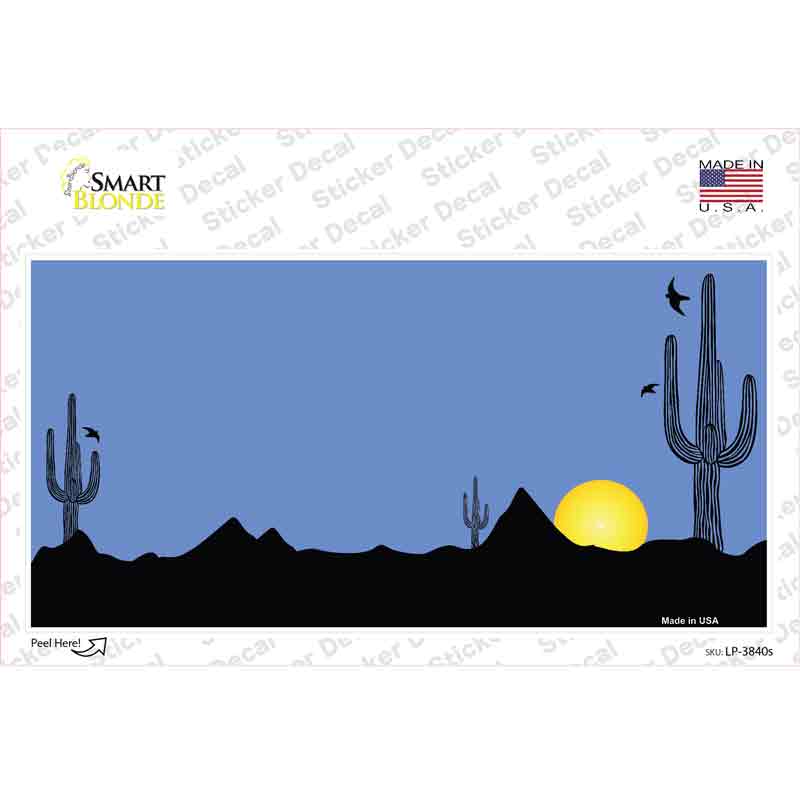 Southwest Cactus Sunrise Blue Novelty Sticker Decal