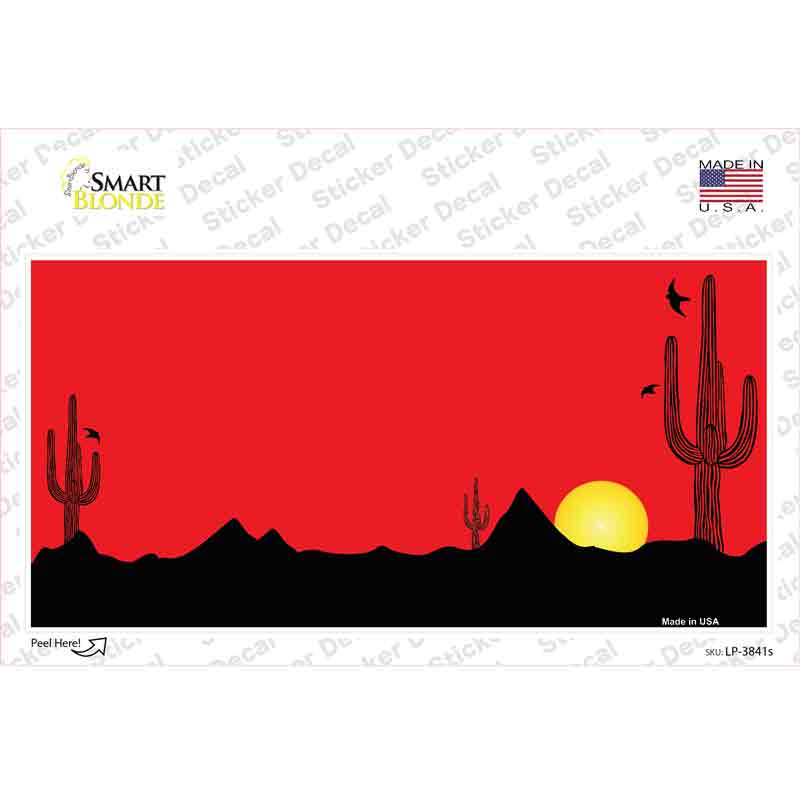 Southwest Cactus Sunrise Red Novelty Sticker Decal