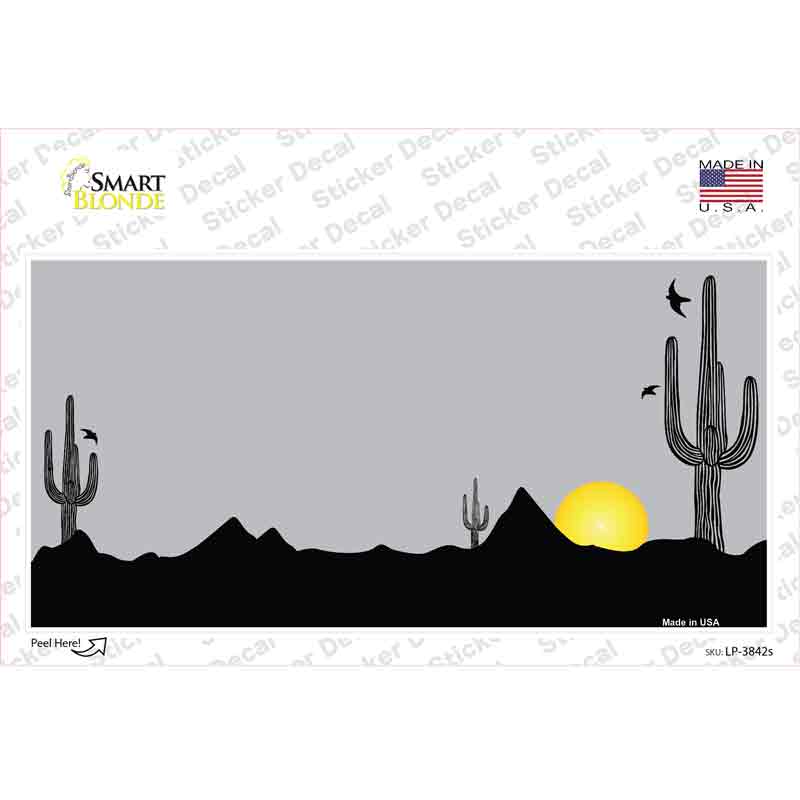 Southwest Cactus Sunrise Gray Novelty Sticker Decal