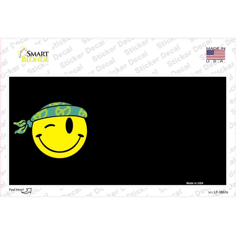 Winking Peace Smiley Offset Novelty Sticker Decal