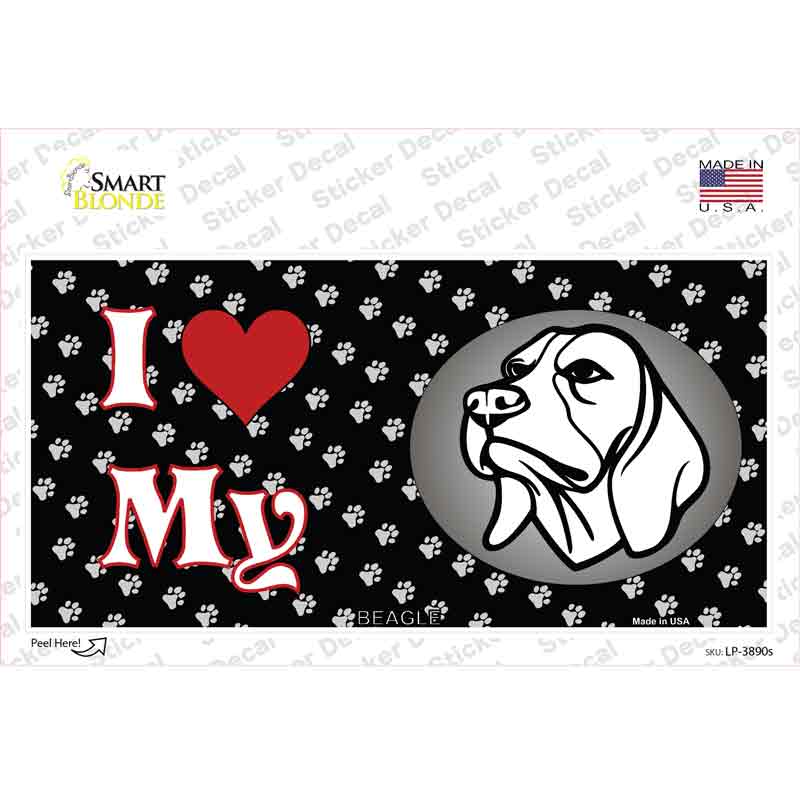 I Love My Beagle Dog Novelty Sticker Decal