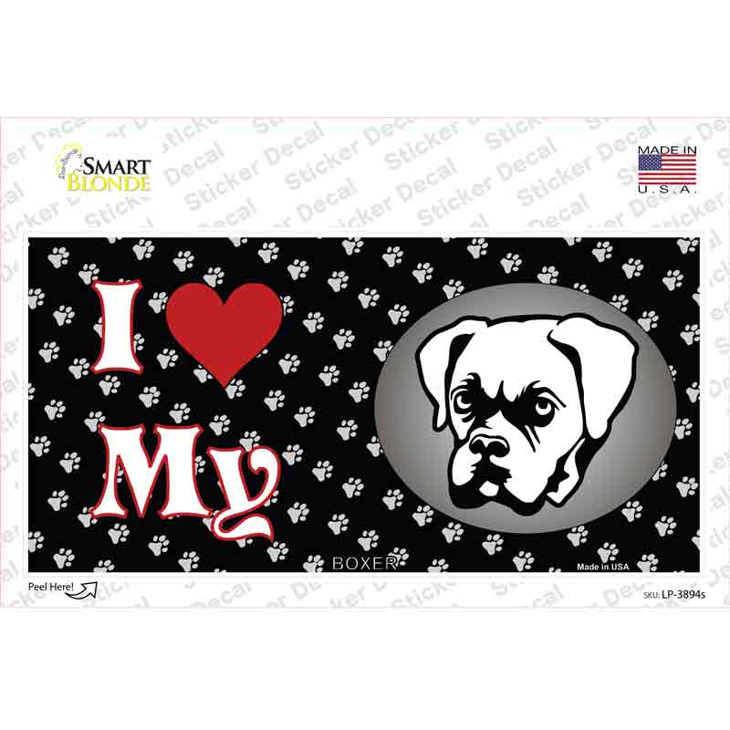 I Love My Boxer Novelty Sticker Decal