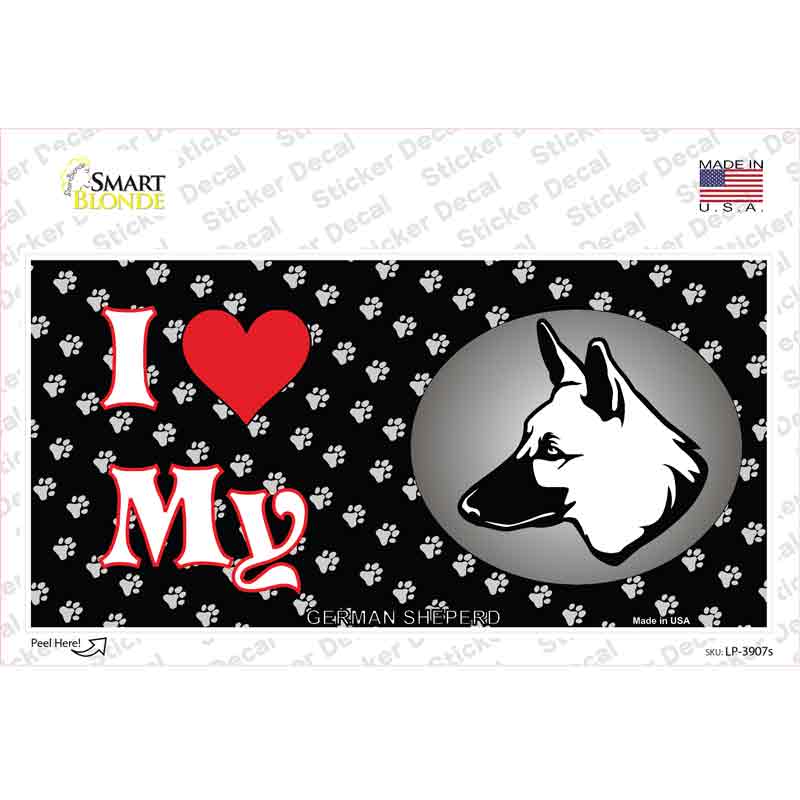 I Love My German Shepherd Novelty Sticker Decal
