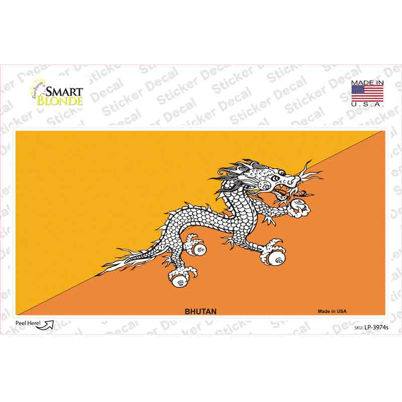 Bhutan Flag Novelty Sticker Decal