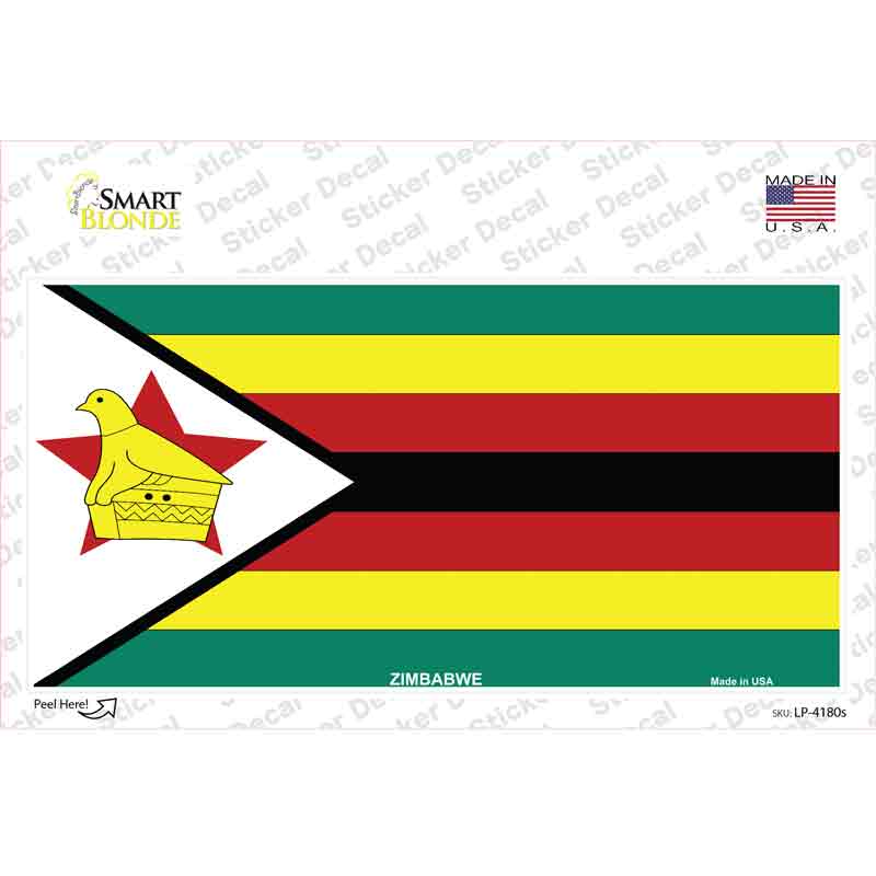 Zimbabwe Flag Novelty Sticker Decal