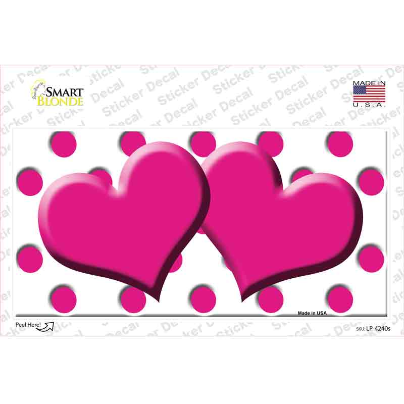 Hot Pink White Polka Dot Hot Pink Centered Hearts Novelty Sticker Decal