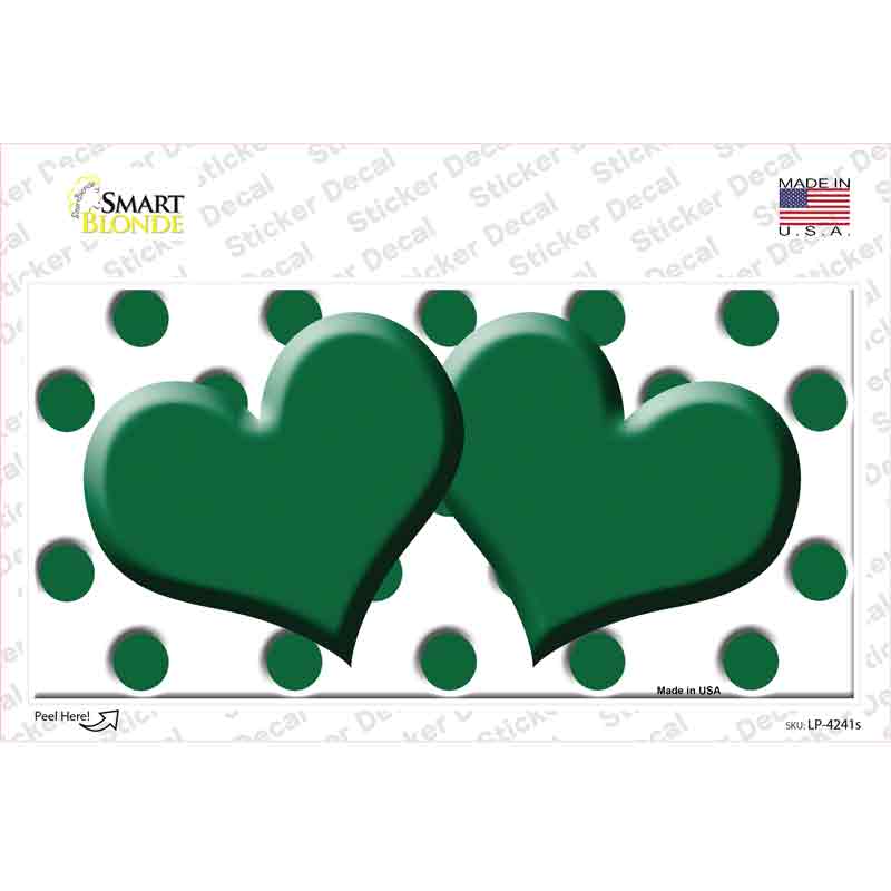Green White Polka Dot Green Centered Hearts Novelty Sticker Decal