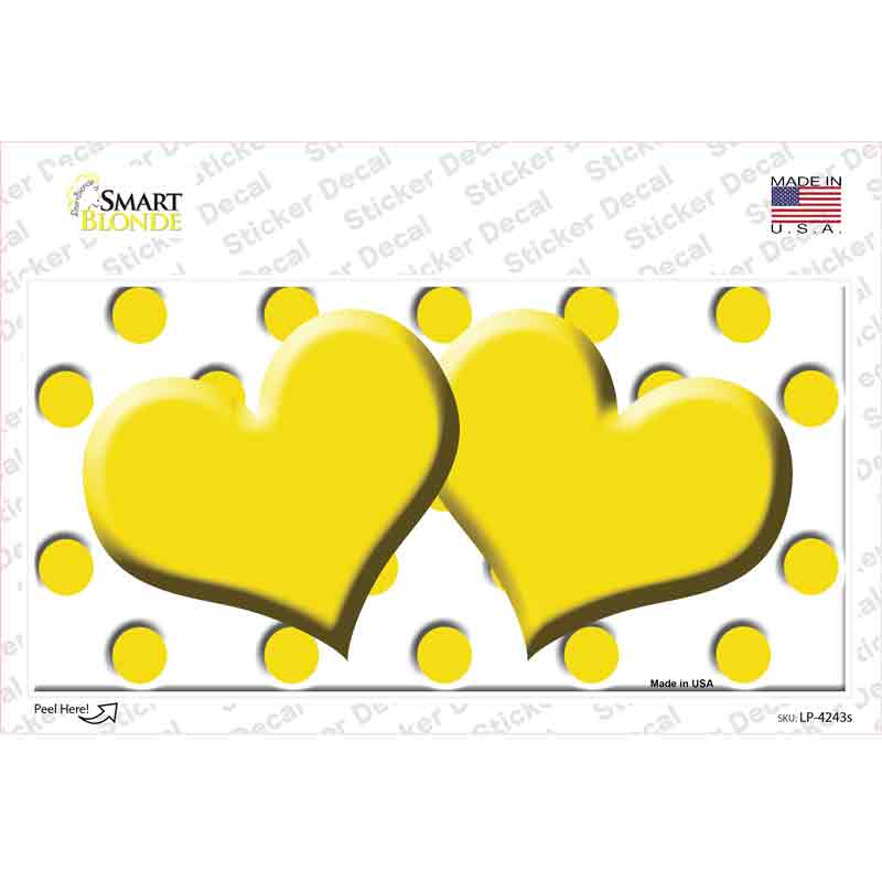 Yellow White Polka Dot Yellow Centered Hearts Novelty Sticker Decal