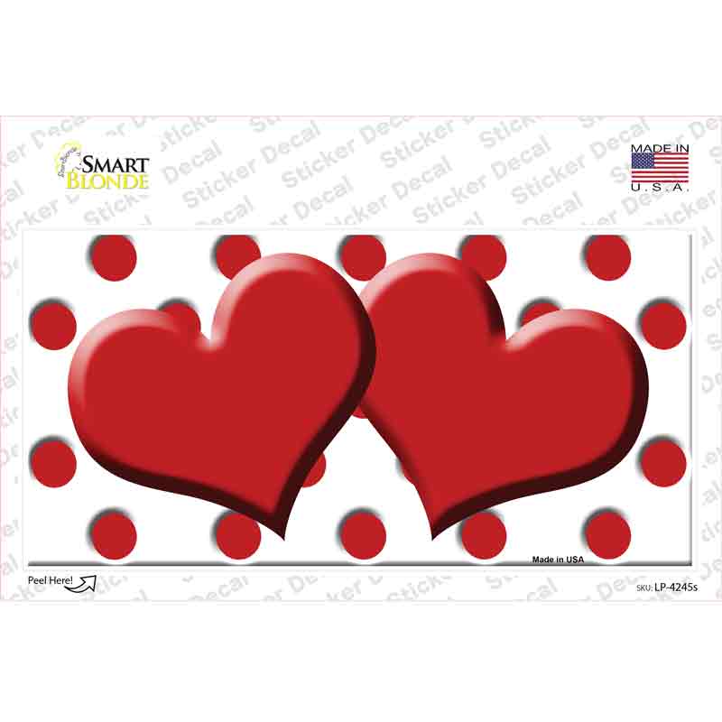 Red White Polka Dot Red Centered Hearts Novelty Sticker Decal