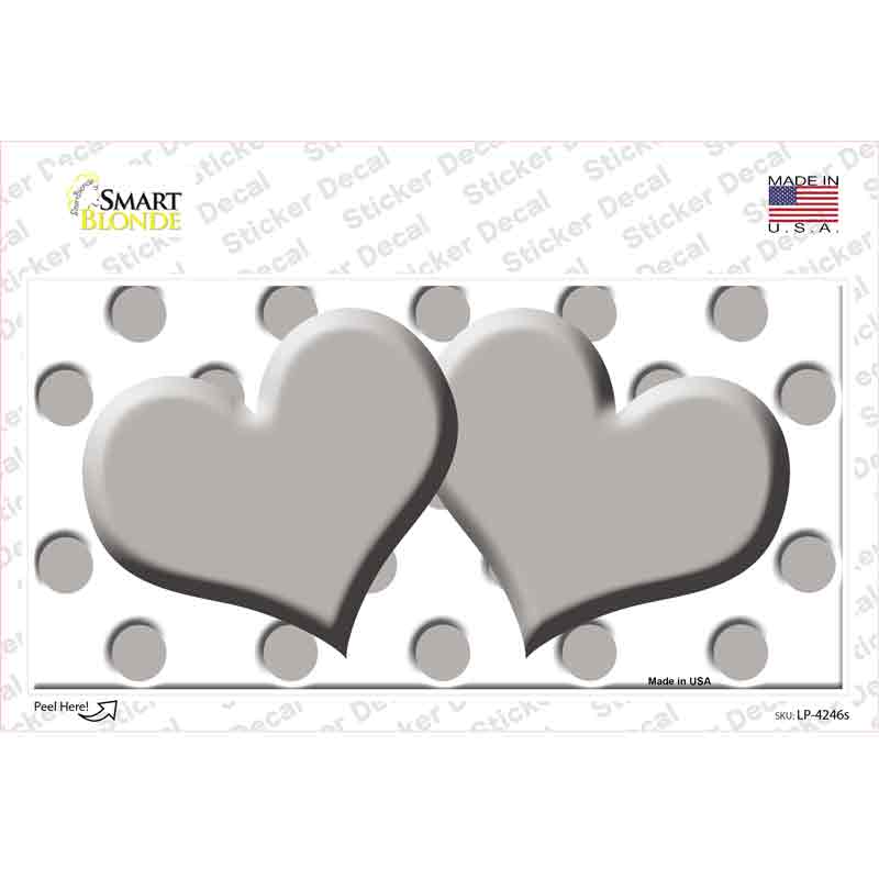 Grey White Polka Dot Grey Centered Hearts Novelty Sticker Decal