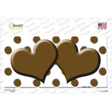 Brown White Polka Dot With Brown Centered Hearts Novelty Sticker Decal