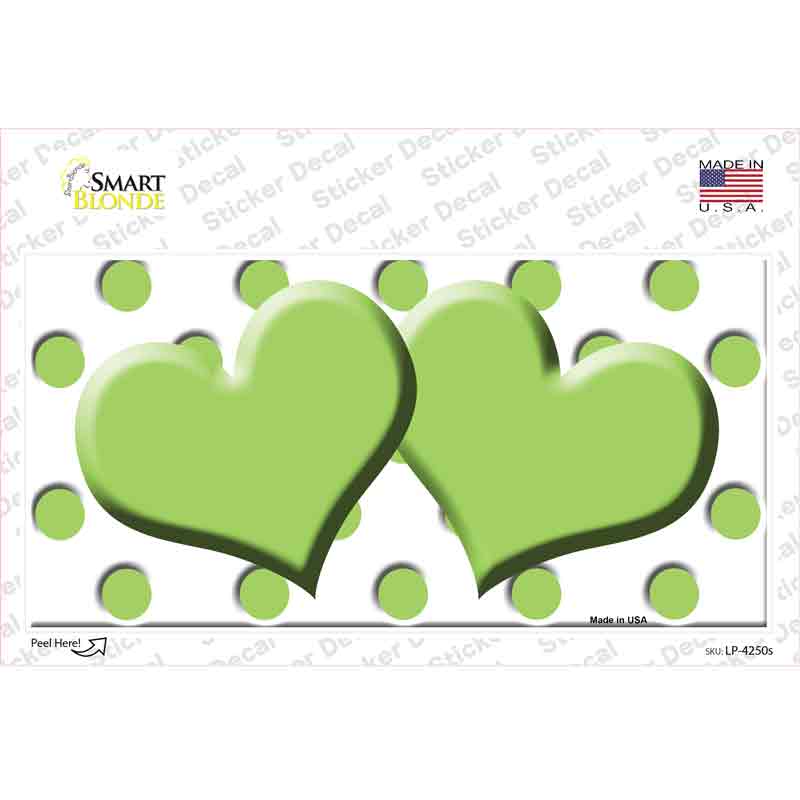 Lime Green White Polka Dot Lime Green Centered Hearts Novelty Sticker Decal