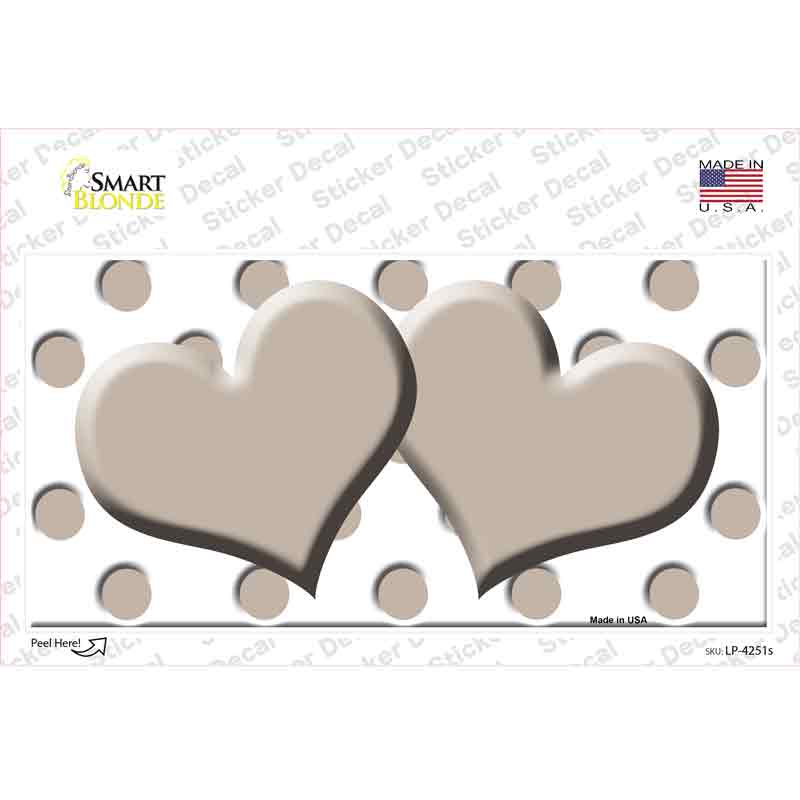 Tan White Polka Dot Tan Centered Hearts Novelty Sticker Decal